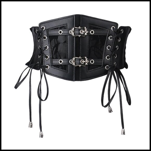 Vintage Lace-Up Corset Belt Elastic Waist Waspie Wide Punk Rock Chic main image 7